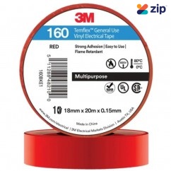 3M AE019500758 - Temflex 160 18MM x 20M Red Vinyl General Use Multipurpose Flame Retardant Electrical Tape