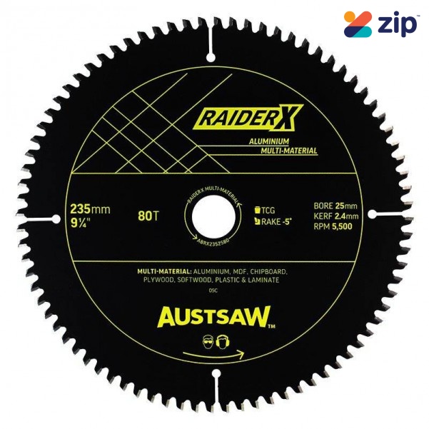 Austsaw ABRX2352580 - 235mm x 25mm x 80T RaiderX Aluminium Multi-Material Blade