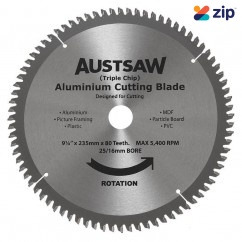 Austsaw ALYC2352580 - 235mm 80T Aluminium Blade Triple Chip 25/16mm Bore