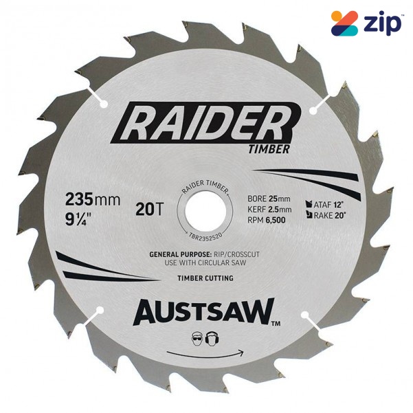 Austsaw TBR2352520 - 235mm 20T Thin Kerf Raider Timber Blade