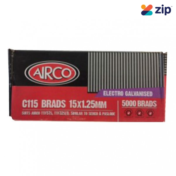 Airco C115 - 15mm x 1.25mm C1 Series Electro Galvanised Brads BF18150 