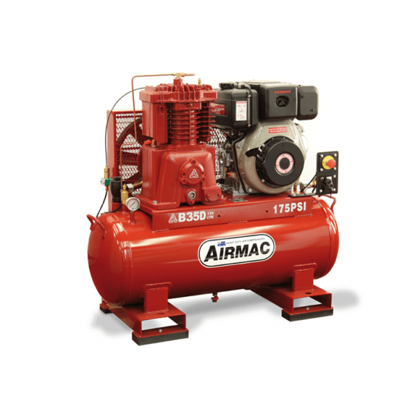 Glenco Airmac B35D ES 33.2cfm 120L 10hp 2 Cyl Diesel Piston Air Compressor