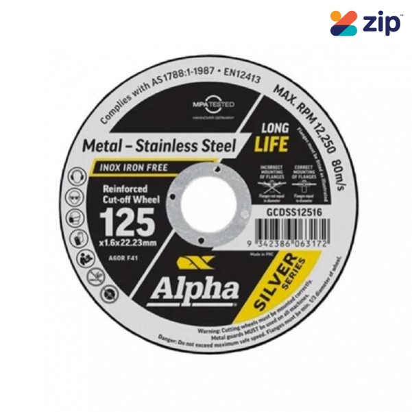 Alpha GCDSS12516-100SS - 100 Pack 125 x 1.6mm Sliver Series Cutting Disc