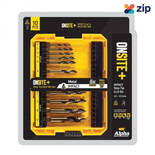 Alpha SM10ST - 10 Piece 4-12mm Onsite+ Impact Step Tip Drill Bit Set