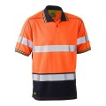 Bisley BK1219T_TT05 - 100% Polyester Orange Navy Taped HI VIS Mesh Short Sleeve Polo Shirt