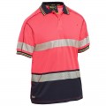 Bisley BK1219T_TT21 - Pink / Navy Taped Hi Vis Polyester Mesh Short Sleeve Polo Shirt