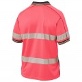 Bisley BK1219T_TT21 - Pink / Navy Taped Hi Vis Polyester Mesh Short Sleeve Polo Shirt