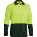 Bisley BK6234_TT06 - 2 Tone Yellow / Bottle HI VIS Long Sleeve Polo Shirt