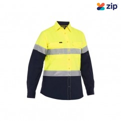 Bisley BL6491T_TT04 - Yellow / Navy X Airflow™ Hi Vis Taped Stretch Ripstop Women Shirt