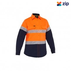 Bisley BL6491T_TT05 - Orange / Navy X Airflow™ Hi Vis Taped Stretch Ripstop Women Shirt