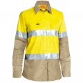 Bisley BL6696T_TT16 - Yellow / Khaki Taped Hi Vis Women Cool Lightweight Drill Shirt