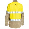 Bisley BL6696T_TT16 - Yellow / Khaki Taped Hi Vis Women Cool Lightweight Drill Shirt