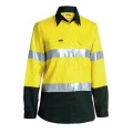 Bisley BL6896_TT03 - Yellow / Bottle Two Tone Cool Lightweight Hi Vis Women Drill Shirt