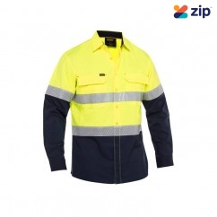 Bisley BS6491T_TT04 - Yellow / Navy X Airflow™ Hi Vis Taped Stretch Ripstop Men Shirt