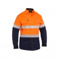 Bisley BS6491T_TT05 - Orang / Navy X Airflow™ Hi Vis Taped Stretch Ripstop Men Shirt