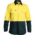 Bisley BS6895_TT03 - Yellow / Bottle Two Tone Cool Lightweight Hi Vis Men Drill Shirt