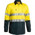 Bisley BS6896_TT03 - Yellow / Bottle Two Tone Cool Lightweight Hi Vis Men Drill Shirt