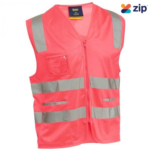 Bisley BV0341T_BF81 - Pink Taped Hi Vis Safety Zip Vest