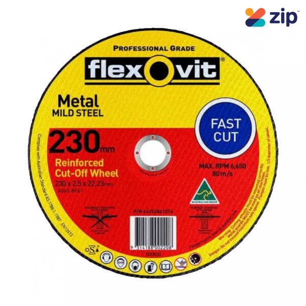 FLEXOVIT 66252841574 - 230 x 2.5 x 22.23mm FH38-A36S Metal Cut Off Disc 1023022