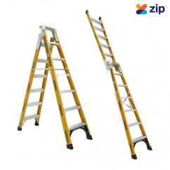 Gorilla Ladders FDM007-HD - 180kg Heavy Duty 2.1m Dual Purpose Fibreglass Ladder