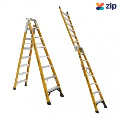 Gorilla Ladders FDM008-HD - 180kg Heavy Duty 2.4m Dual Purpose Fibreglass Ladder