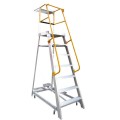 Gorilla Ladders GOP07-ST - 2.1m 200KG Industrial Aluminium Order Picking Ladder w/ Step Through Handrail Combo Set