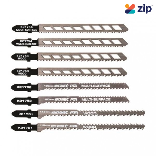 Kincrome K21750 - 8 Piece 100-115mm Double Edge & Skeleton Jigsaw Blade Set