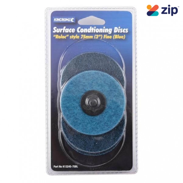 Kincrome K13245-75BL - 3” (75mm) 80 Grit (Fine) 5 Pack ‘Roloc’ Style Sanding Discs