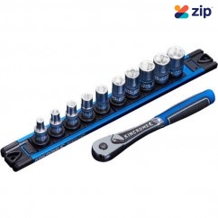 Kincrome K27040 - 11 Piece 1/4 Drive Metric Lok-On Socket Set Twist-Lock Rail