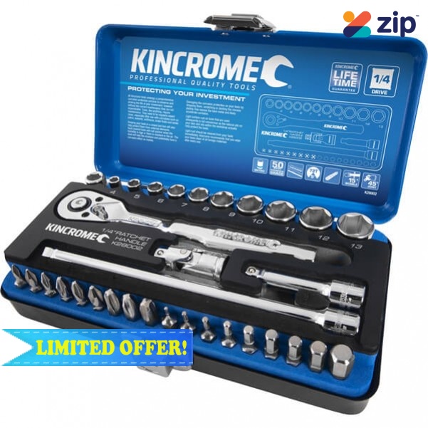 Kincrome K28002A - 33 Pieces 1/4” Drive Socket & Bit Set