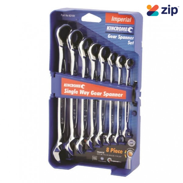 Kincrome K3101 - 8 Piece Imperial Single Way Combination Gear Spanner Set