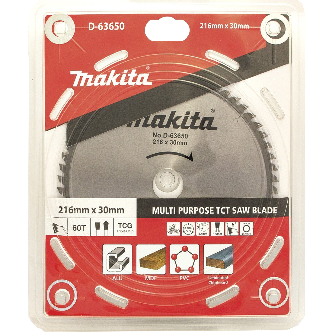 Makita D-63650 - 216mm x 30 x 60T Multi Purpose TCT Saw Blade