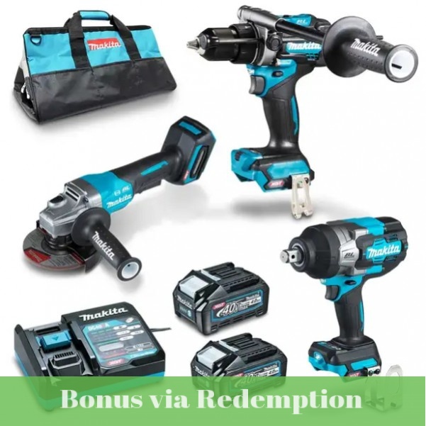 Makita DK0131G302 - 40V Max XGT 4.0Ah Cordless Brushless 3 Piece Combo Kit