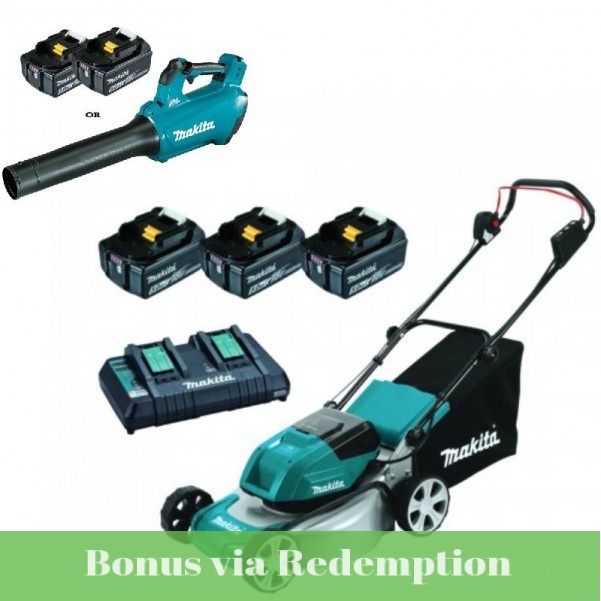 Makita DLM464PT3 18Vx2 460mm 18 5.0Ah Cordless Brushless Lawn Mower Kit