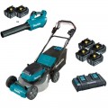 Makita DLM536PT4X -  36V (18Vx2) 5.0Ah 534mm Cordless Brushless Self-Propelled Lawn Mower Kit