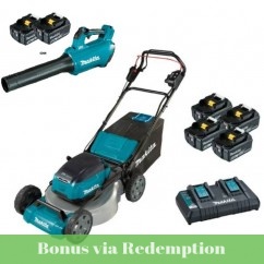 Makita DLM536PT4X -  36V (18Vx2) 5.0Ah 534mm Cordless Brushless Self-Propelled Lawn Mower Kit