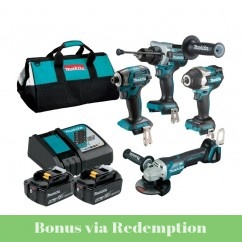 Makita DLX4186TX1 - 18V 5.0Ah Li-ion Cordless Brushless 4pce Combo Kit