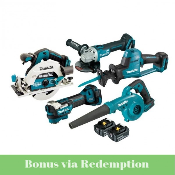 Makita DLX5097T - 18V 5.0Ah Cordless Brushless 5 Piece Combo Kit