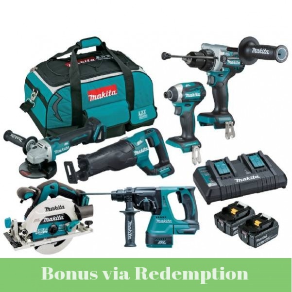 Makita DLX6109TX1 - 18V 5.0Ah Cordless Brushless 6 Piece Combo Kit 