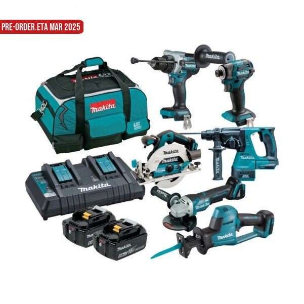 Makita DLX6136TX1 - 18V 5.0Ah Cordless Brushless 6 Piece Combo Kit 