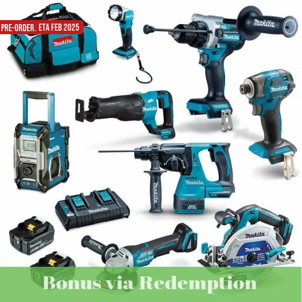 Makita DLX8059GX1 - 18V 2x6.0Ah LXT Cordless Brushless 8 Piece Combo Kit