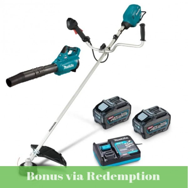 Makita UR013GT202 - 40V Max 5.0Ah Li-ion Cordless Brushless U-Handle Line Trimmer Combo Kit