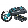 Makita B-90629 - 18V Dual Port Rapid Charger with 2 x 3.0AH Batteries Bonus Inflator + Blower