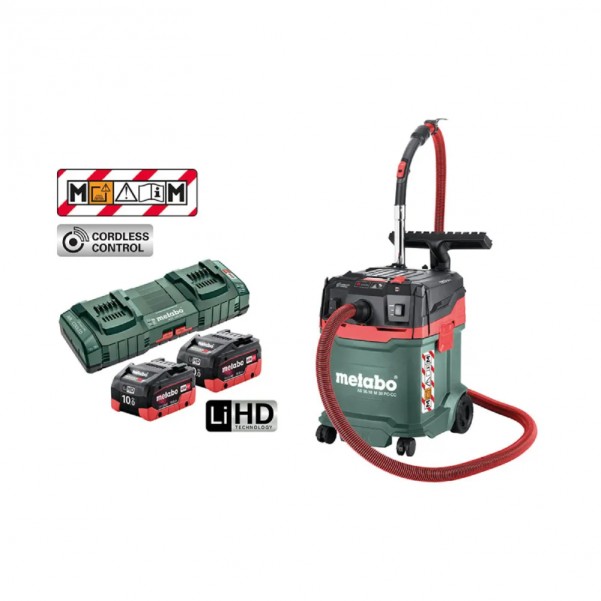 Metabo AS 36-18 M 30 PC-CC 10.0 DUO K (AU60207400) - 36V (18V x 2) 10.0Ah Li-ion Cordless 30L Wet & Dry M-Class Vacuum Cleaner Kit