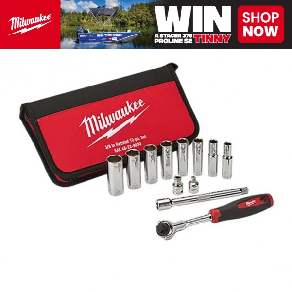 Milwaukee 48229000 - 12pce 3/8 Driver Imperial Rachet & SAE Set