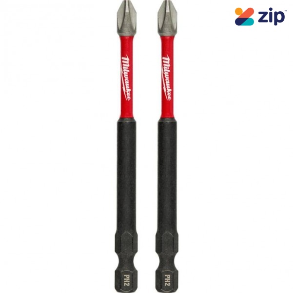 Milwaukee 48324662 - 2 pack Phillips #2 x 89mm (3-1/2") SHOCKWAVE Power Bit