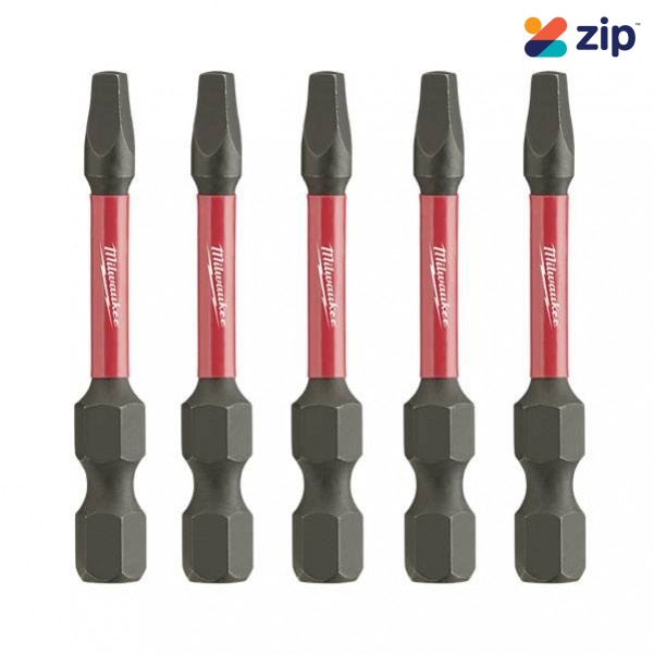 Milwaukee 48324606 - 5 Pack #2 50mm (2") SHOCKWAVE™ Square Recess Power Bit 