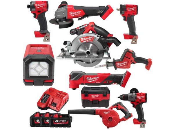 Milwaukee M18FPP10C3603B M18 Fuel 18V 10 Piece 3 X 6.0Ah Combo Kit