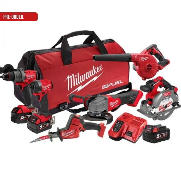 Milwaukee M18FPP6A4503B - 18V 5.0Ah Li-ion Cordless Brushless 6pce Combo Kit