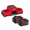 Milwaukee M18FSPD602B - 18V 6.0Ah Li-ion Cordless Forge Battery And 18V Li-ion Dual Bay Super Charger Starter Pack